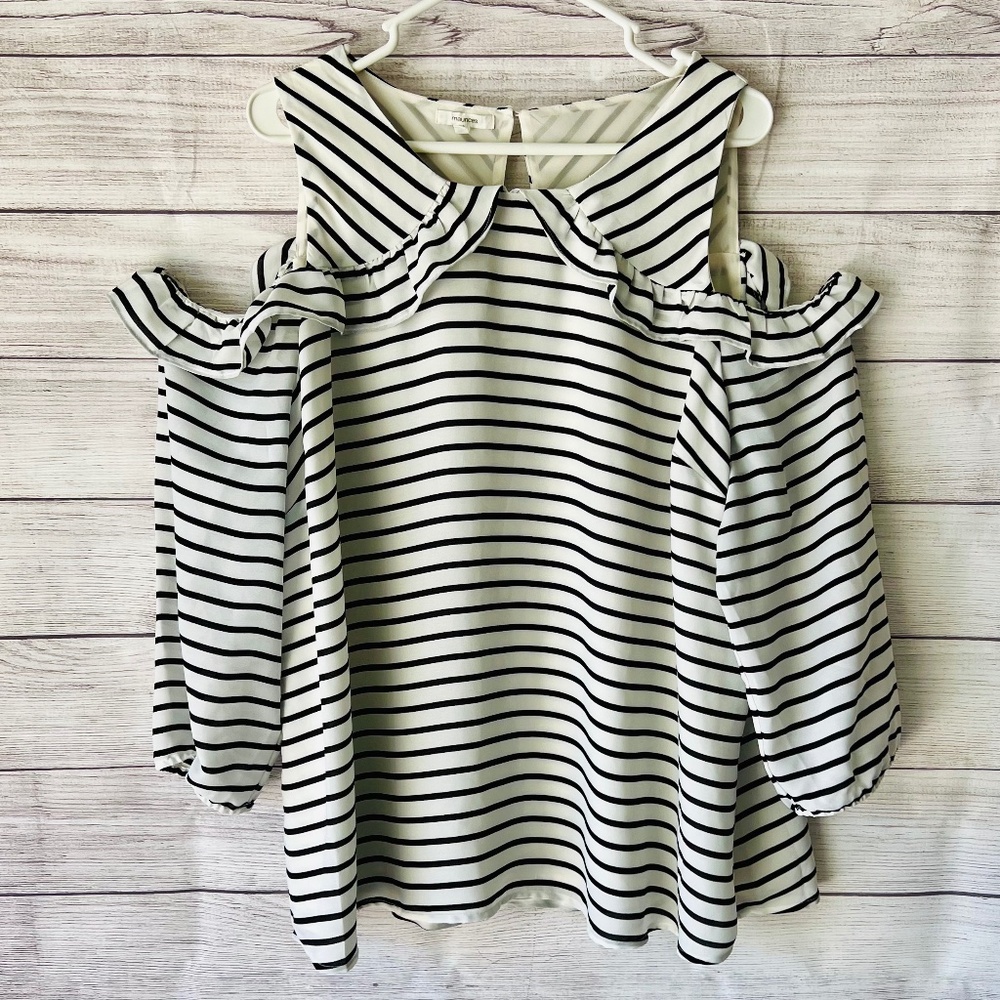 Striped Shoulder Cut Out Top
